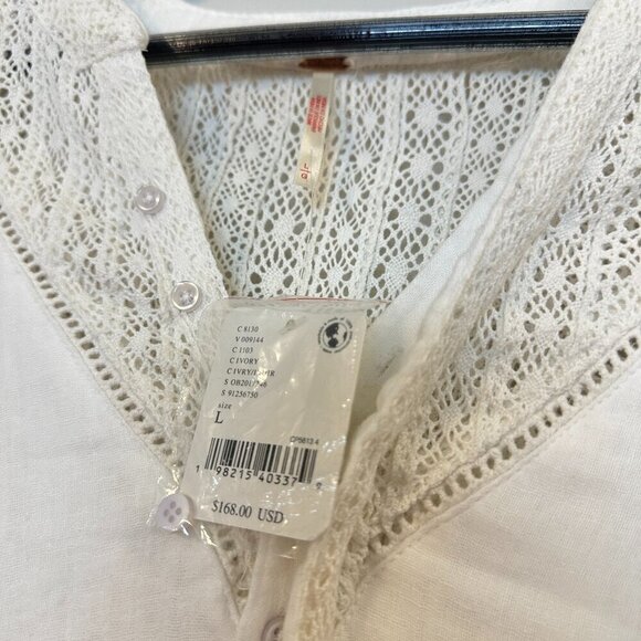 FREE PEOPLE Sachi Long Sleeve Ruffle Minidress in Ivory Size Large NWT - Picture 8 of 16